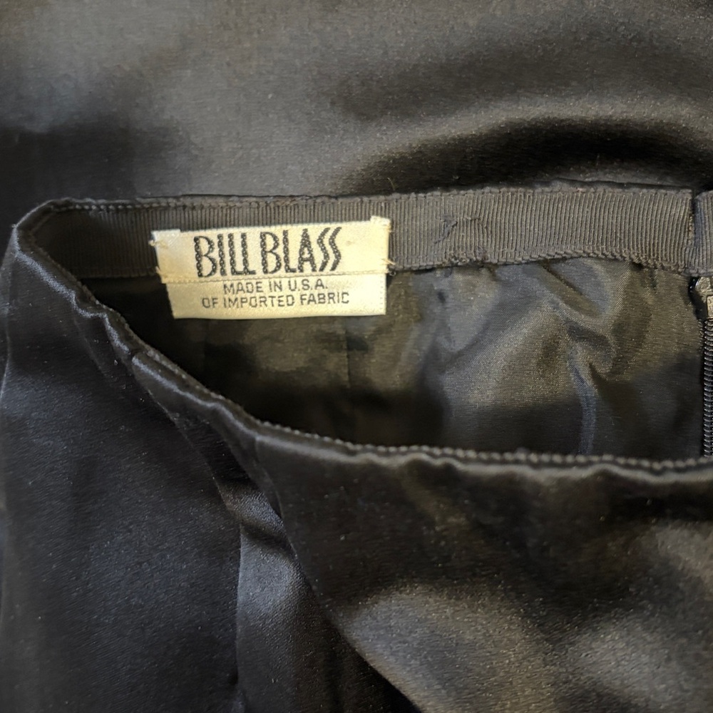 Bill Blass Black Satin High Waist Pants